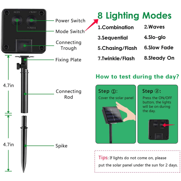 IC 2-pakke 100 LED 32FT Krystallkule Solcelledrevne Lyslenker Utomhus, Vanntett Solcelledrevne Lys Utomhusdekorativ med 8 Lysmodus (varmhvit)