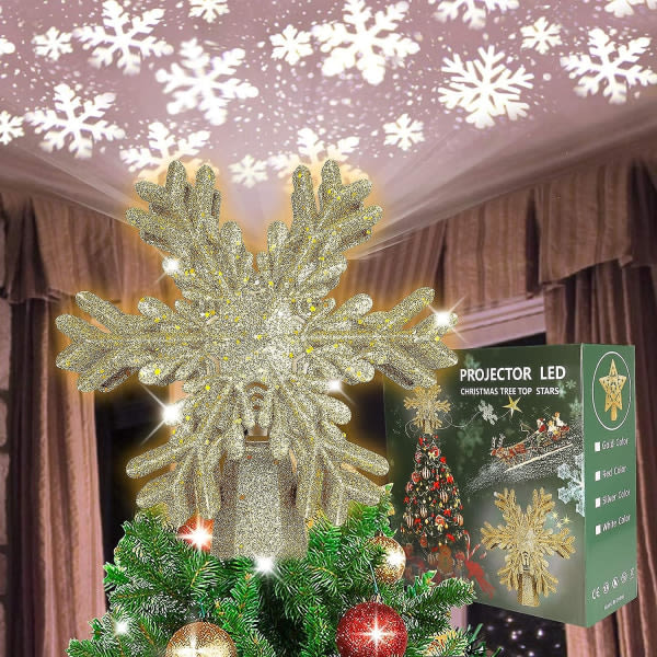 Glitter Christmas Tree Topper - Leddekoration (guld)