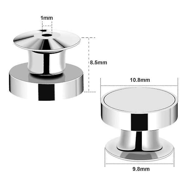 10 stk. magnetiske pin-backs til emaljepins, sølvfarvede låsepin-clips, fantastisk gave til pinsamlere