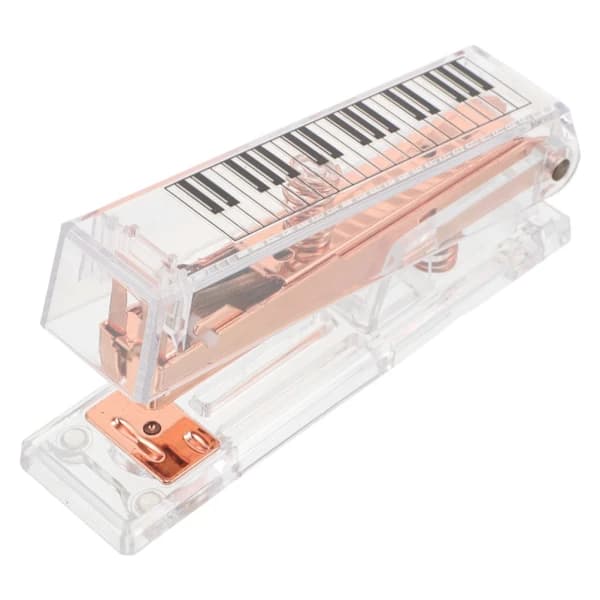 Stapler with Piano Pattern, Transparent, Handheld for Office, Business, Desk, Classroom 1x 1x