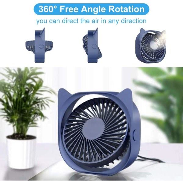 IC USB-pöytätuuletin, 3 nopeutta mini kannettava pöytätuuletin, 360° kierto, USB