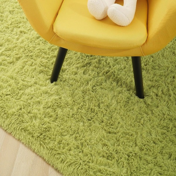IC Mjuka fluffiga mattor til soveværelse Barnrum Plysch Shaggy barnkammare matta lurviga mattor-(fruktgrøn 40*60cm)