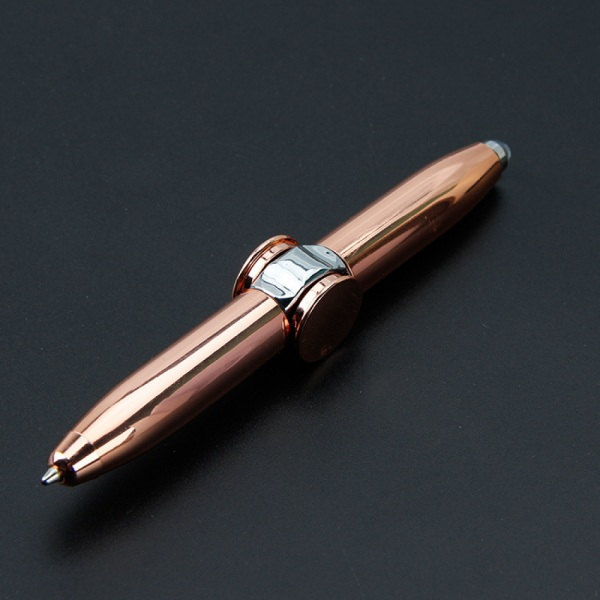 Kreativ multifunktionell LED-penna Snurrande Dekompression Gyro Metall Kulspets Penrose guld
