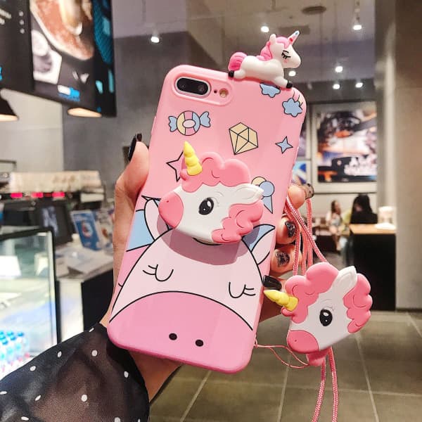 Unicorn-deksel for iPhone 11 Pro 5,8\", 3D tegneseriedesign Søtt elastisk støttefutteral, iPhone 11 Pro-deksel (Unicorn)