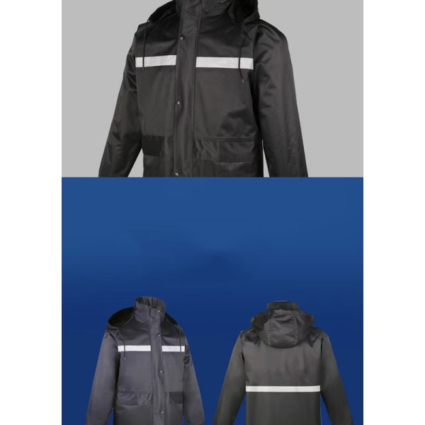 IC Regnjakke, Lang, Anti-Storm Regnjakke i Ét Stykke, Dobbeltlag, Vandafvisende - Reflekterende XXL