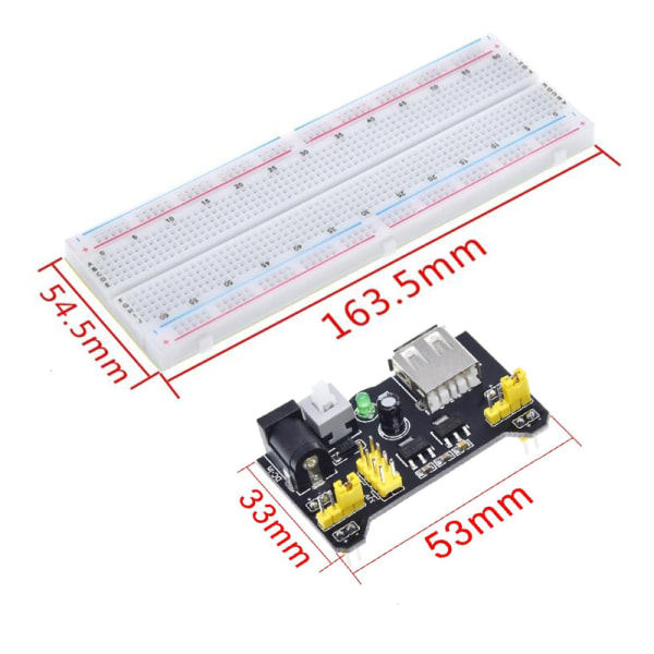 IC 1 sæt mb102 høj kvalitet breadboard strømforsyningsmodul 830 point 65 j MB102