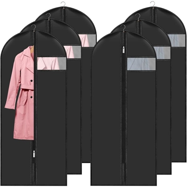 Klädfodral 60 x 140 CM 6-pack, Vattentätt Dammtätt Klädskydd med Dragkedja, Hängande Klädfodral för Förvaring av Skjortor, Kostymer, Jackor, Kläder