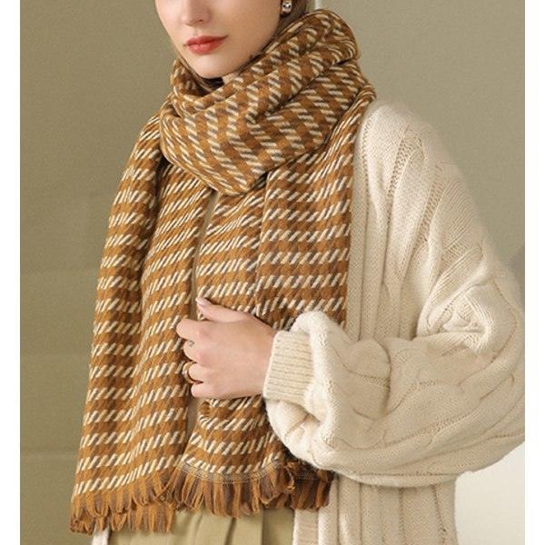 IC Houndstooth Klassisk Kamel Cashmere Vinterhalsduk 70*185CM