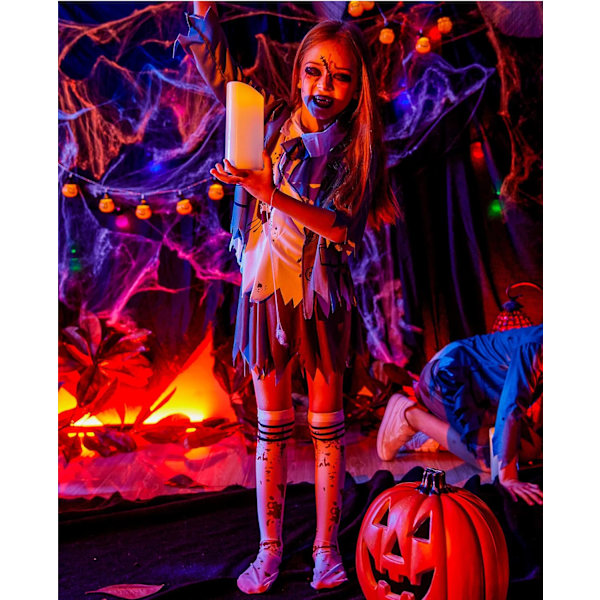 Zombie-halloweenpuku, tytöille ja pojille, naisille, cheerleaderille, lukiolaiselle, vankilavangille, morsiamelle, sairaanhoitajalle, isoille lapsille, fantasia-asu Pojkar 12-14 Jahre