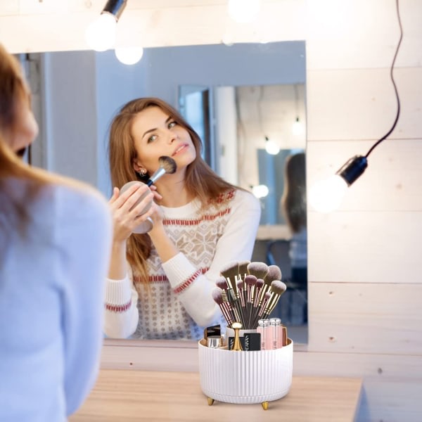 360° Roterende Makeup Brush Organizer Kosmetikhållare (Vit) Vit