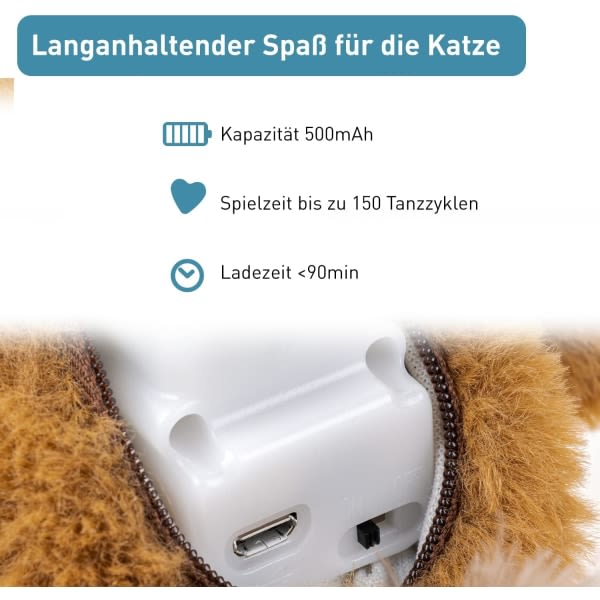 IC Interactive Mobile Sparrow | Elektrisk kattleksak med kattmynta | 23*183*12CM/Kattleksak/Katt/Katt tvättbar plyschleksak med kudde Mint + USB kabel