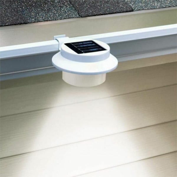 6-pack Solcellsdrivna Stuprännelampor Utomhus, 3 LED Solcellslampor, IP44 Vattentät, för Staket, Uppfart, Gångväg, Vit, av DEBUNS