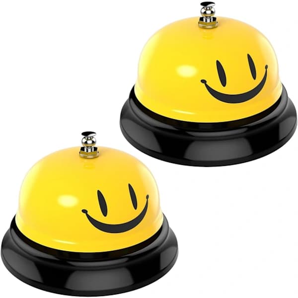 2 Pieces Desk Service Bell, Reception Bell, Smiling Reception Bell, Bells for Reception Areas,