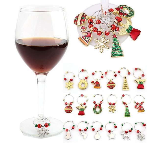 6 st Vinglasberlocker Juldekoration med tema vinglasmarkörer Söta drinkringar Taggar för 2024 jul Noel Party Favors (FMY) Silver A 6pcs