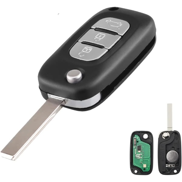 IC Bilnøkkel Fjernkontroll Nøkkeldeksel Erstatning for Re-nault Clio 3 Kangoo Master Modus Twingo Fjernkontroll Bilnøkkel med PCF7961 3 Knapper
