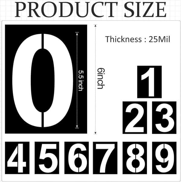 Talstencils 10-pak, 6 tommer plastikmalerskabeloner 0-9 til skilte, håndværk og gør-det-selv-projekter