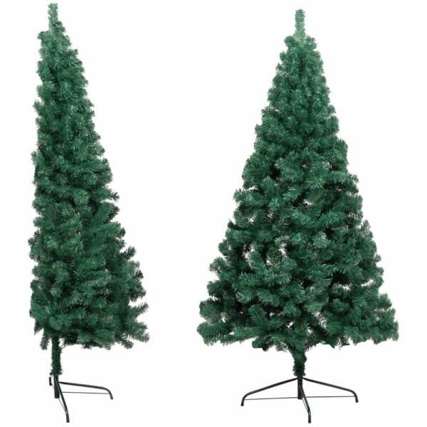 Halv kunstig juletræ med stativ Grøn 180 cm PVC