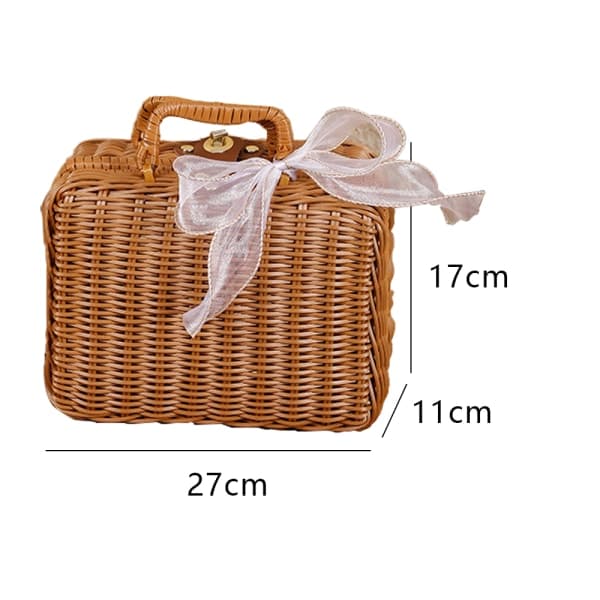 IC Rotting vävd bambu presentförpackning bröllop brudtärna presentförpackning brun 27*17*11CM