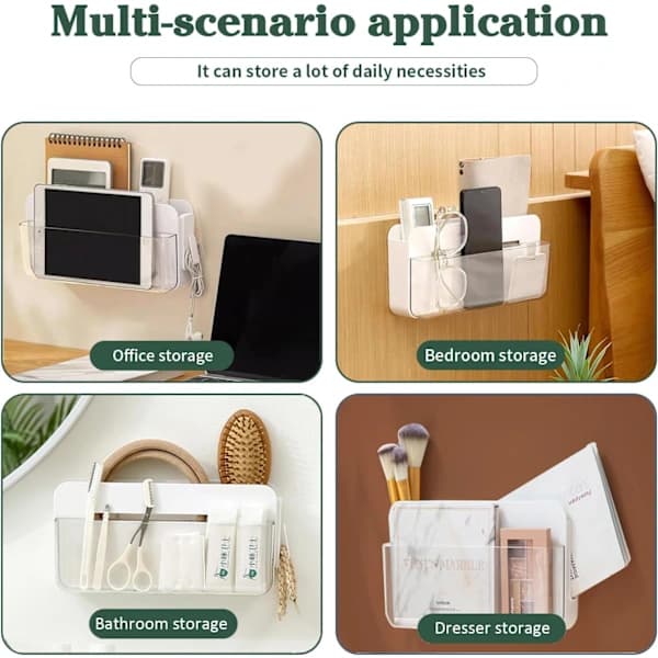 Wall Mounted Remote Control Storage Box - Multifunctional Wall Mounted Organizer Compatible with Charging