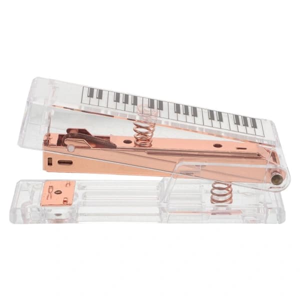Stapler with Piano Pattern, Transparent, Handheld for Office, Business, Desk, Classroom 1x 1x