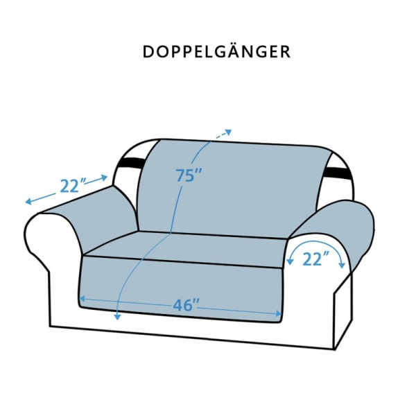 Vandtæt og skridsikker sofaovertræk med elastiske bånd Vaskbart sofaovertræk Gråbrun Betræk til dobbeltsofa