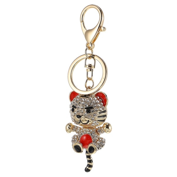 1 stk. Smuk Rhinestone Nøglering Vedhæng Tigerformet Bilveske Hængende Dekoration IC