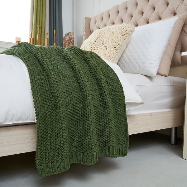 IC Strikket tæppe Let brændt orange tæppe 100 % økologisk bomuld til sovesofa Baby, Rustik, 129,54 cm x 160,02 cm