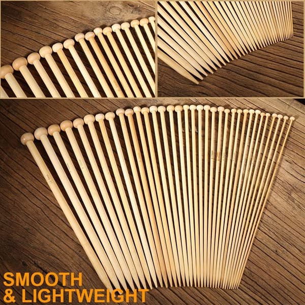 36 Pieces - 18 Different Sizes - 25 cm - 2 to 10 mm Thickness - Knitting Needles - Bamboo - Ergonomic Needle - A Must-Have
