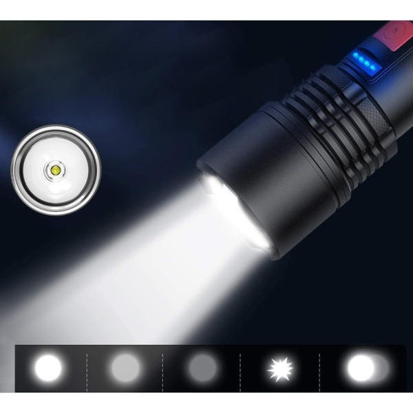 IC NOE LED-lommelygte, USB opladbar med 5 tilstande