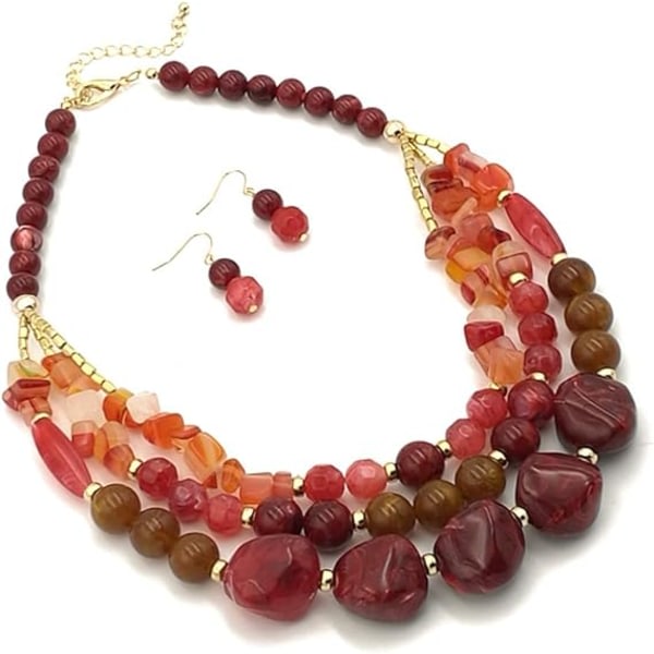 IC Bohemian Style Multi Oversized Pearl Tre-lags Halskjede for Gaver til Kvinner og Jenter