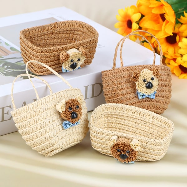 IC 1/12 Dockhus Mini Weave Förvaringskorg Vävd Picknickkorgar D A1