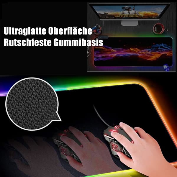 IC Musmatta - Stor LED Lysende Utvidet Musmatte Med