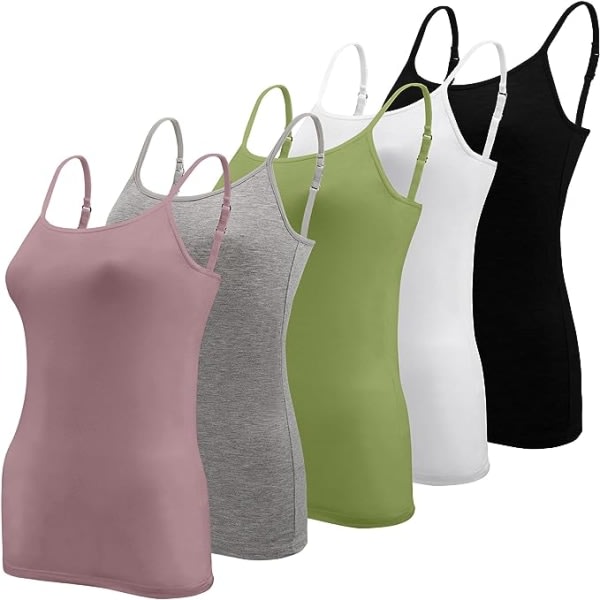 5-pack Basic Camisole Justerbar Camisole Spaghettiband Linne för Kvinnor och Flickor (Stor)