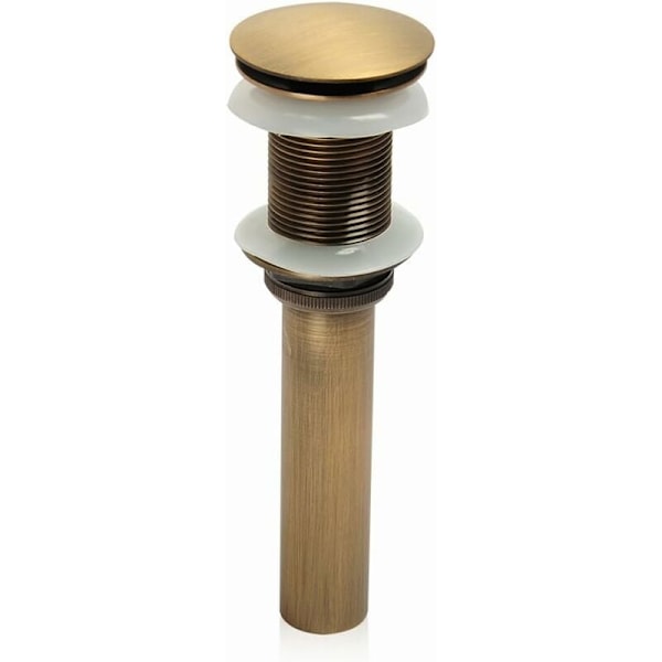 Monobloc push-pull pop-up clicker bunnventil for servantkran uten overløp (antikk messing)