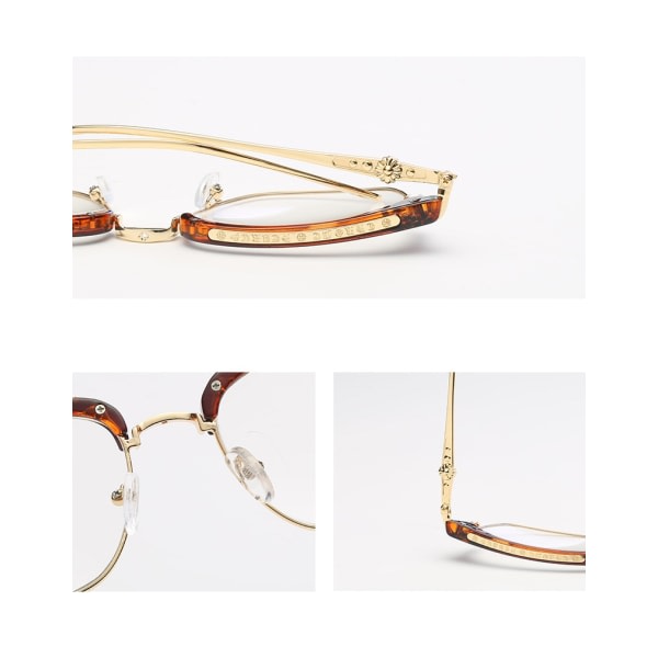 IC Platt spegel mode glasögon bågar män och kvinnor tidvatten retro metall halvram närsynthet glasögon (svart och silver båge)