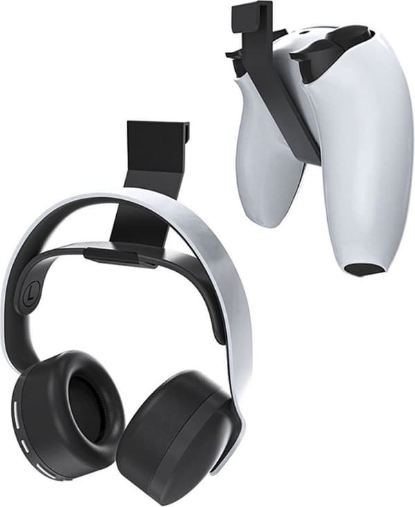 Velegnet til PS5 / Krog: Hovedtelefon- og controllerholder + spiltilbehør - 2 stk.