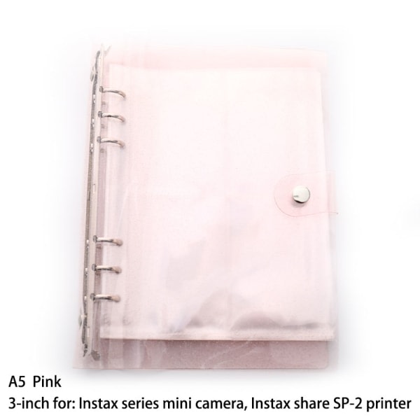 IC Fotoalbum 3/5 tums fotokort Binder Instax Mini Album Rosa A5