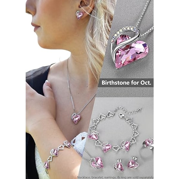 IC Halsband för kvinnor, Infinity Love Heart hängsmycke med födelsestenskristaller, smycken presenter för fru, silverpläterad 18 + 9 tums kedja