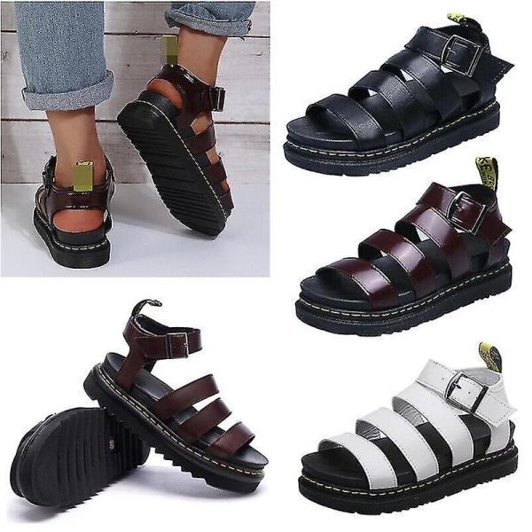 Naisten Paksupohjaiset Sandaalit Paksu Pohja Nauhamaiset Block Flatforms Kengät Kesä Uusi Koko musta 43