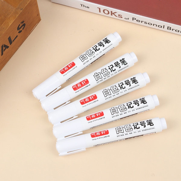 IC 3/5 st Metalliska Permanenta Markörpennor 6mm Vit Färgpenna 5PCS
