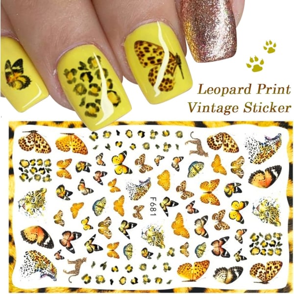 IC 5 ST 3D Butterfly Nail Art Stickers Självhäftande Nageldekaler Färgglada Butterfly Nail Stickers Blommor Design for kvinner Flickor Nagel