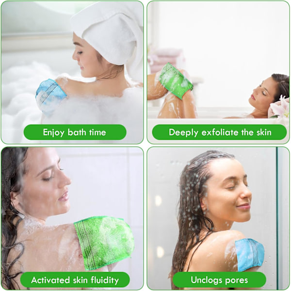 Pcs Asian Exfoliating Handsker, Dobbeltsidede Koreanske Exfoliating Handsker, Body Scrubbing Handsker til Bad SPA Exfoliating Vanter, Døde Hudfjernelse Handsker Green, yellow, pink, blue, rose red 5 pcs