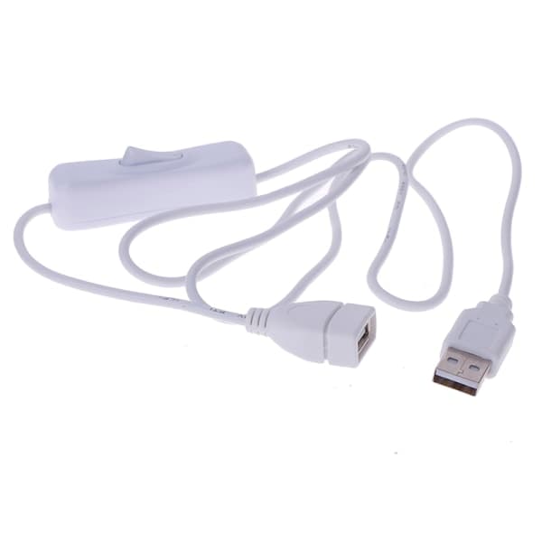 USB-kabel med strömbrytare, 1m, vit, 1-pack