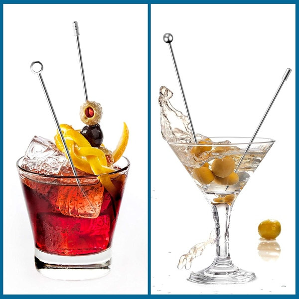 IG Cocktailbar 20 stykker martinispyd i rustfritt stål