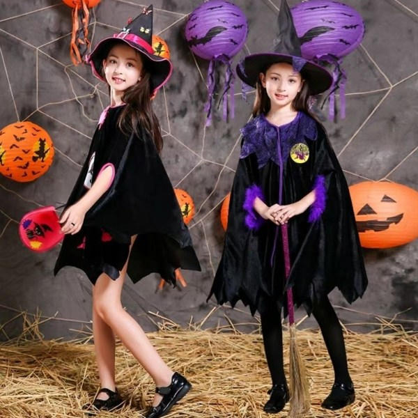 IC Kappe med hette i sammet, vändbar, 100 cm, lång, för Halloween