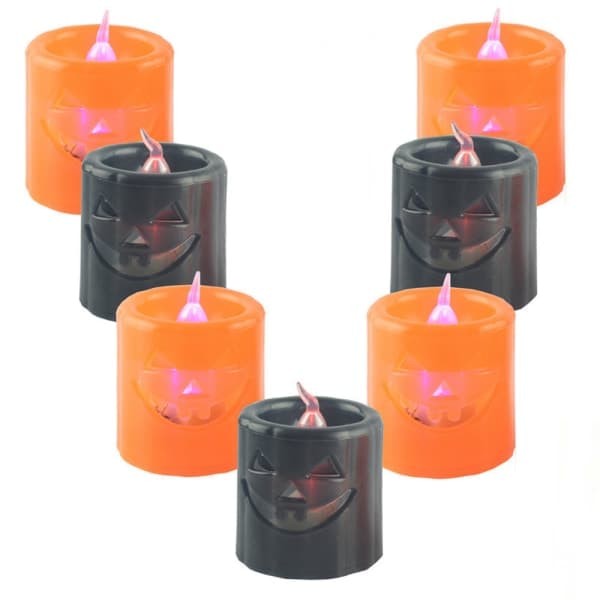 IC 6-pakke Halloween-lys, batteridrevne LED-lamper, svart