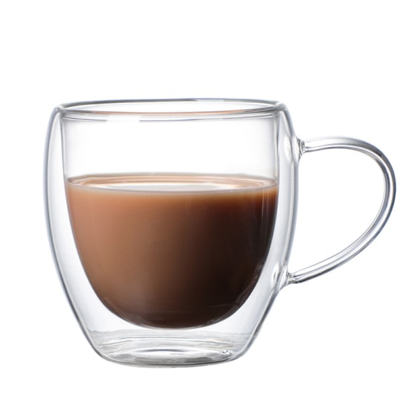IC Med handtag dubbelglas kaffekopp värmebeständig kreativ isolering vattenkopp kall dryck mjölkkopp juice kopp (150ml)