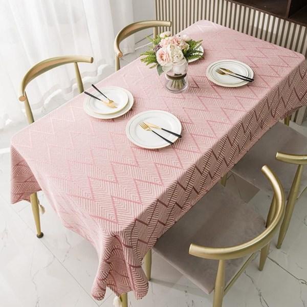 IC Lyxig Jacquard Dekorativ Bordsduk Farmhouse Broderad Tvättbar Cover för Kök Dining Party Holiday (Rosa, 35\"x35\")