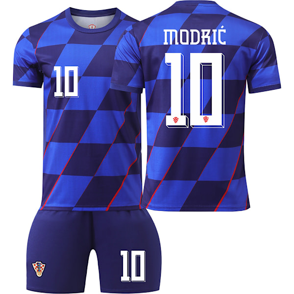 Kroatien fodboldtrøje hjemme 2024 nummer 10 Modric EM-trøjesæt til mænd og børn cross-border version #XS