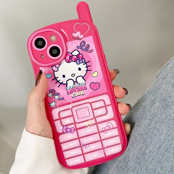 IC Tegneserie Cover til iPhone 12, Retro Kawaii Sød telefoncover med spejl Blødt stødabsorberende TPU-cover til piger Børn Teenagere (Kitty Cat)